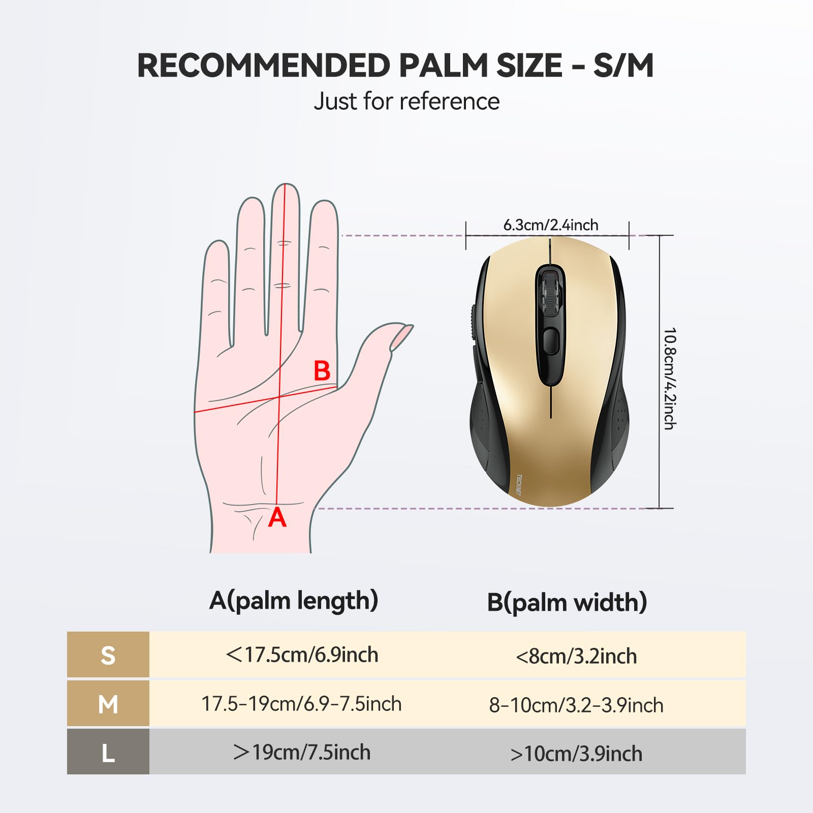 TECKNET Bluetooth Mouse, 4000DPI Wireless Mouse Computer Mice Bluetooth 5.0/3.0 and 2.4GHz Connectivity Mouse with 6 Adjustable DPI,18 Months Long Battery Life Cordless USB Mouse for Laptop PC