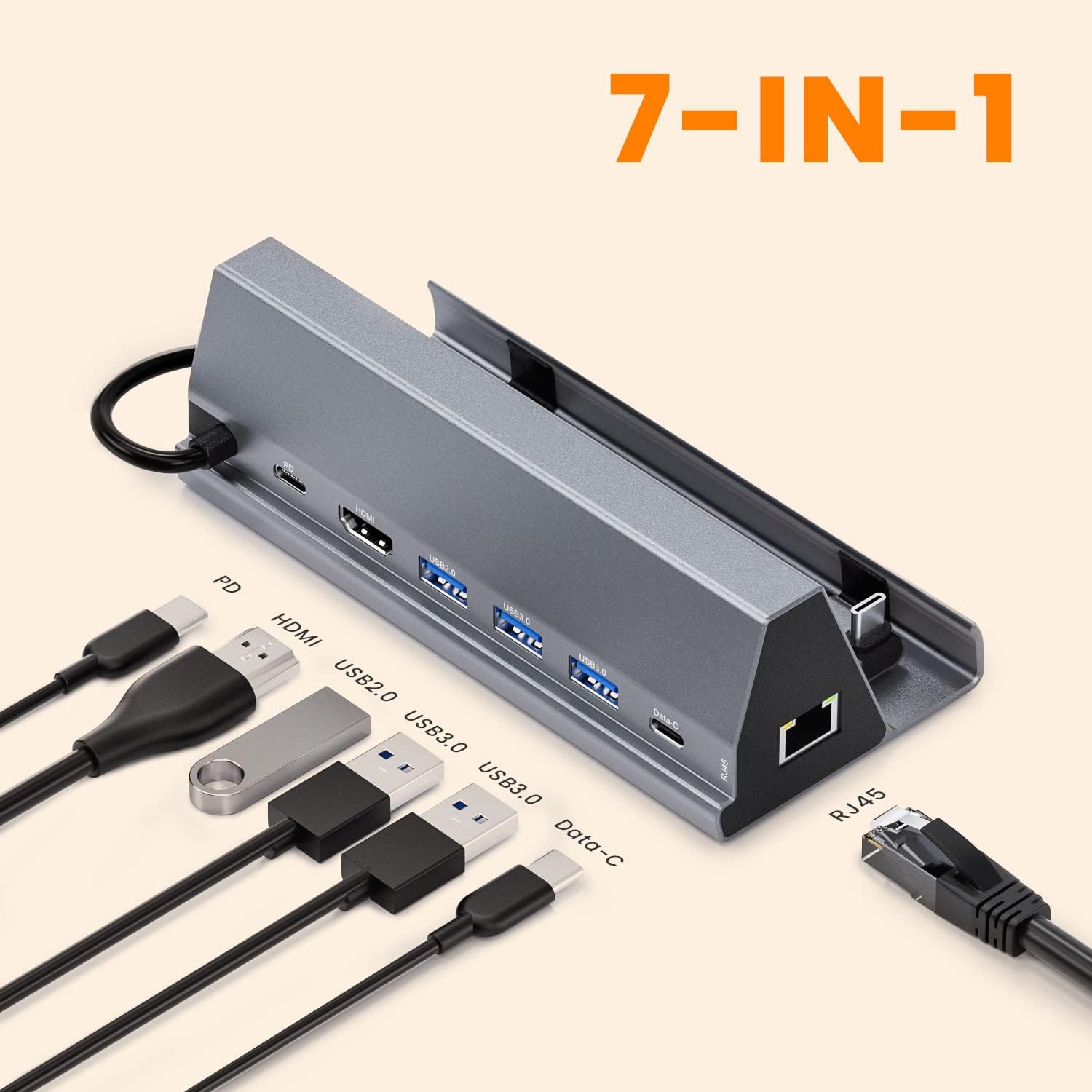 USB-C Docking Station 7-in-1 for Steam Deck with HDMI 4K@60Hz 2 USB-A 3.0