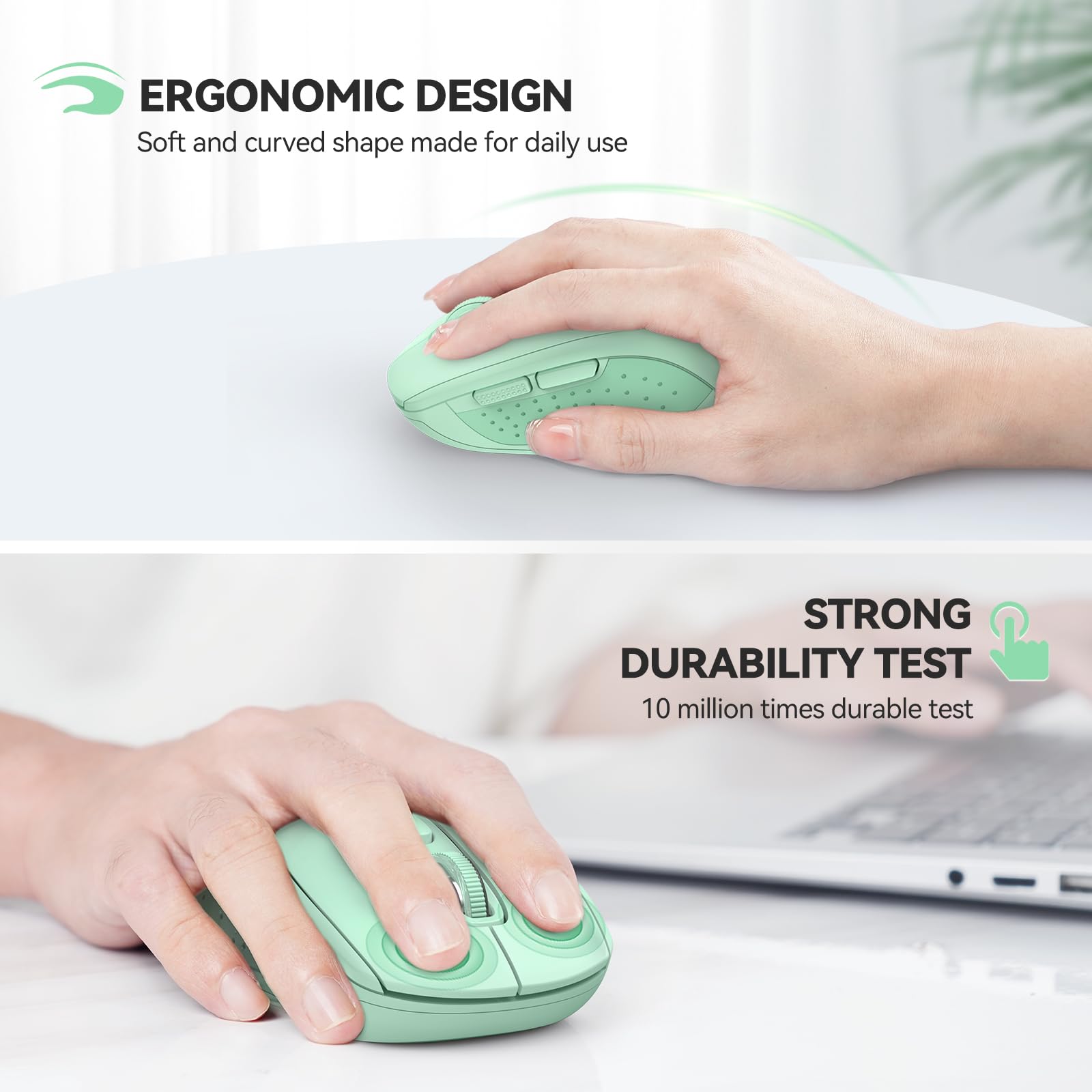 TECKNET Bluetooth Mouse, 4000DPI Wireless Mouse Computer Mice Bluetooth 5.0/3.0 and 2.4GHz Connectivity Mouse with 6 Adjustable DPI,18 Months Long Battery Life Cordless USB Mouse for Laptop PC