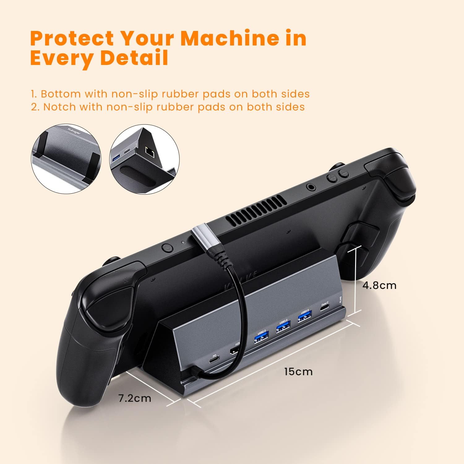 USB-C Docking Station 7-in-1 for Steam Deck with HDMI 4K@60Hz 2 USB-A 3.0