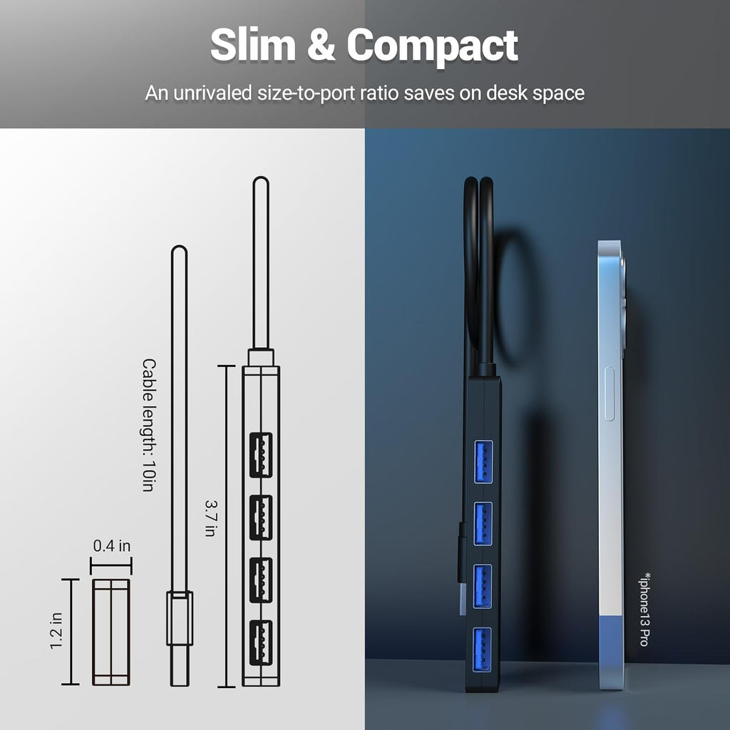 USB 3.0 Hub 4-Port USB Hub Multiplier Expander for Laptop HDD Console Car etc