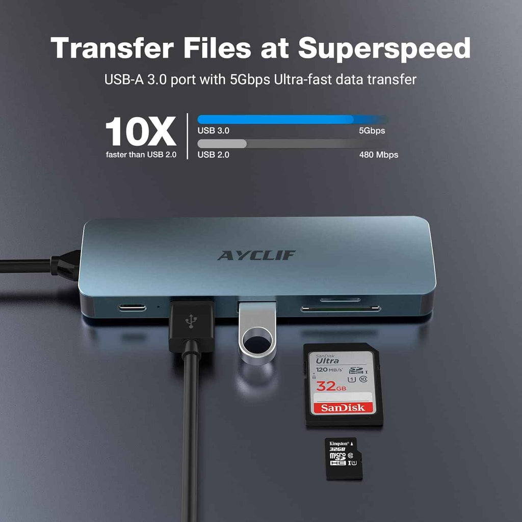 Docking Station 6 in 1 with 4K HDMI Output PD 100W USB 3.0 TF Card Reader