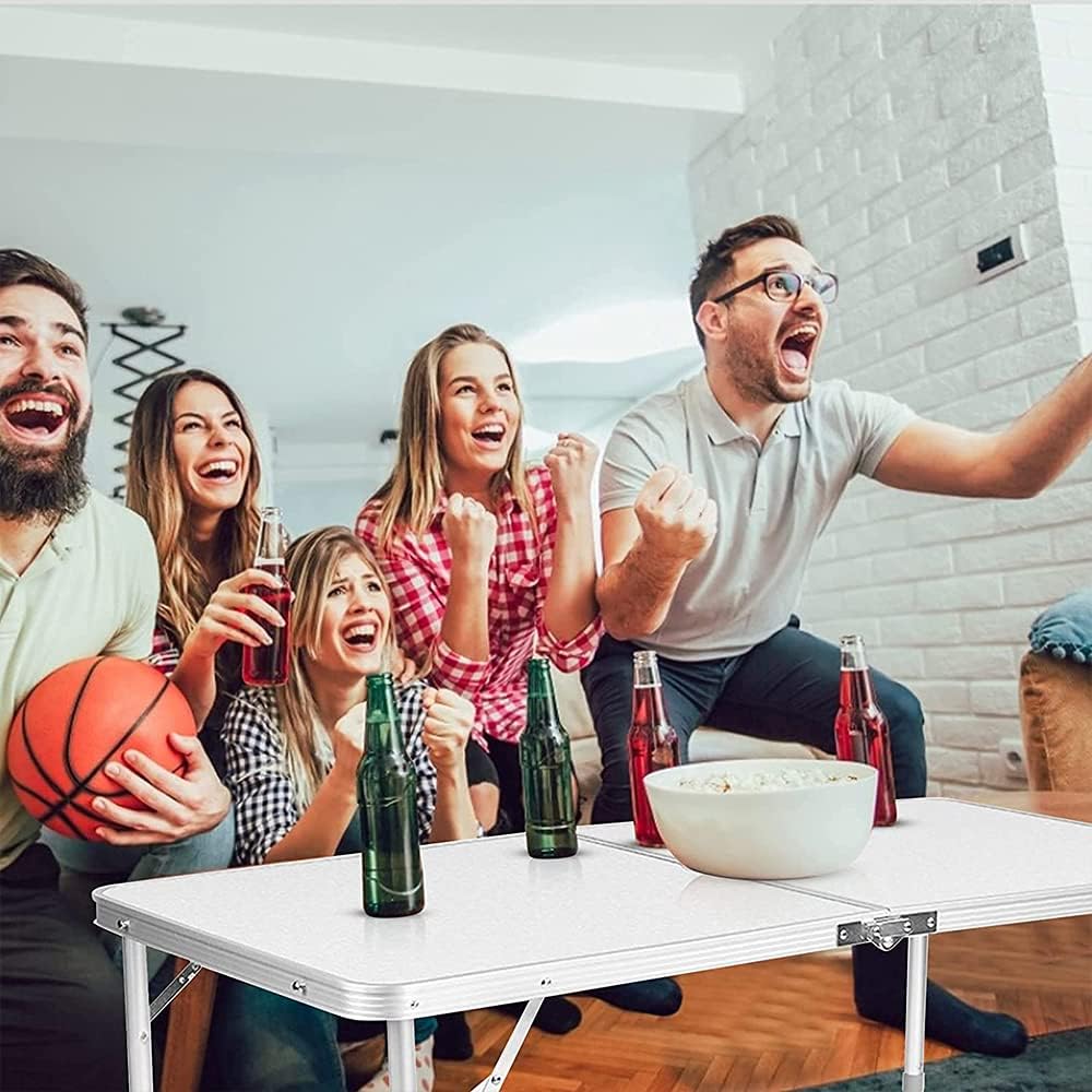 3FT/90CM Picnic Folding Tables, Aluminium Foldable Portable Adjustable Height Lightweight for Camping BBQ, 90x60x37/67cm