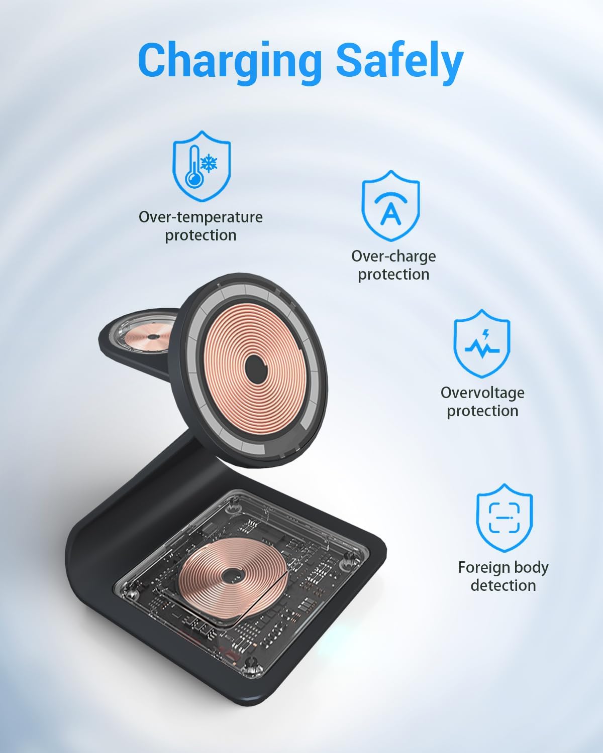 3 in 1 Wireless Charger For iPhone Apple Watch and AirPods Black Aluminium Alloy