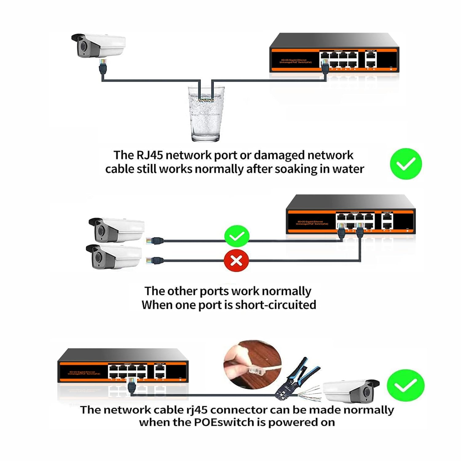 10-port 100Mbps PoE Switch with 2 UpLink ports 150W 802.3af/at Unmanaged