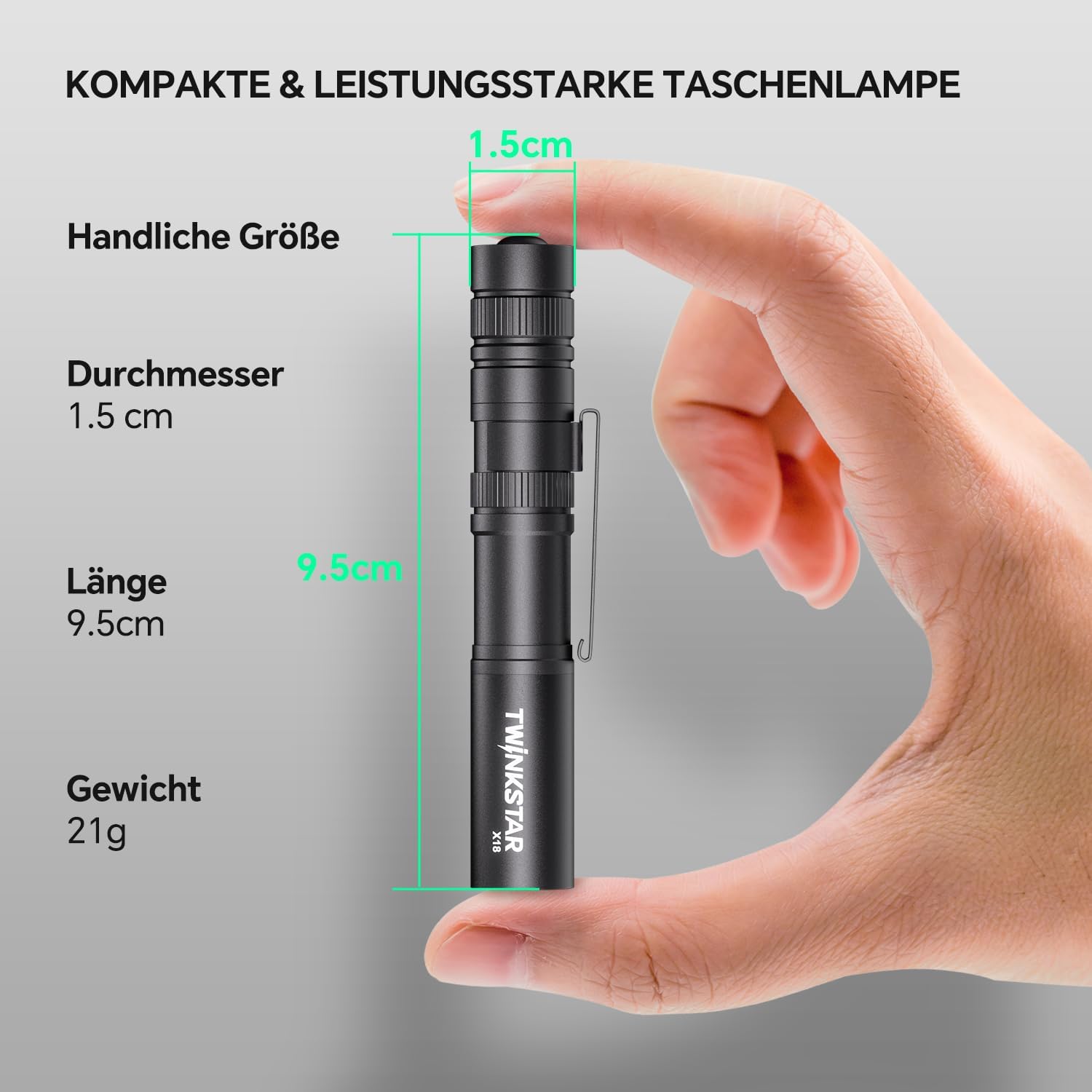 LED Flashlight Mini Super Bright Portable with Clip 5 Modes Camping Hiking