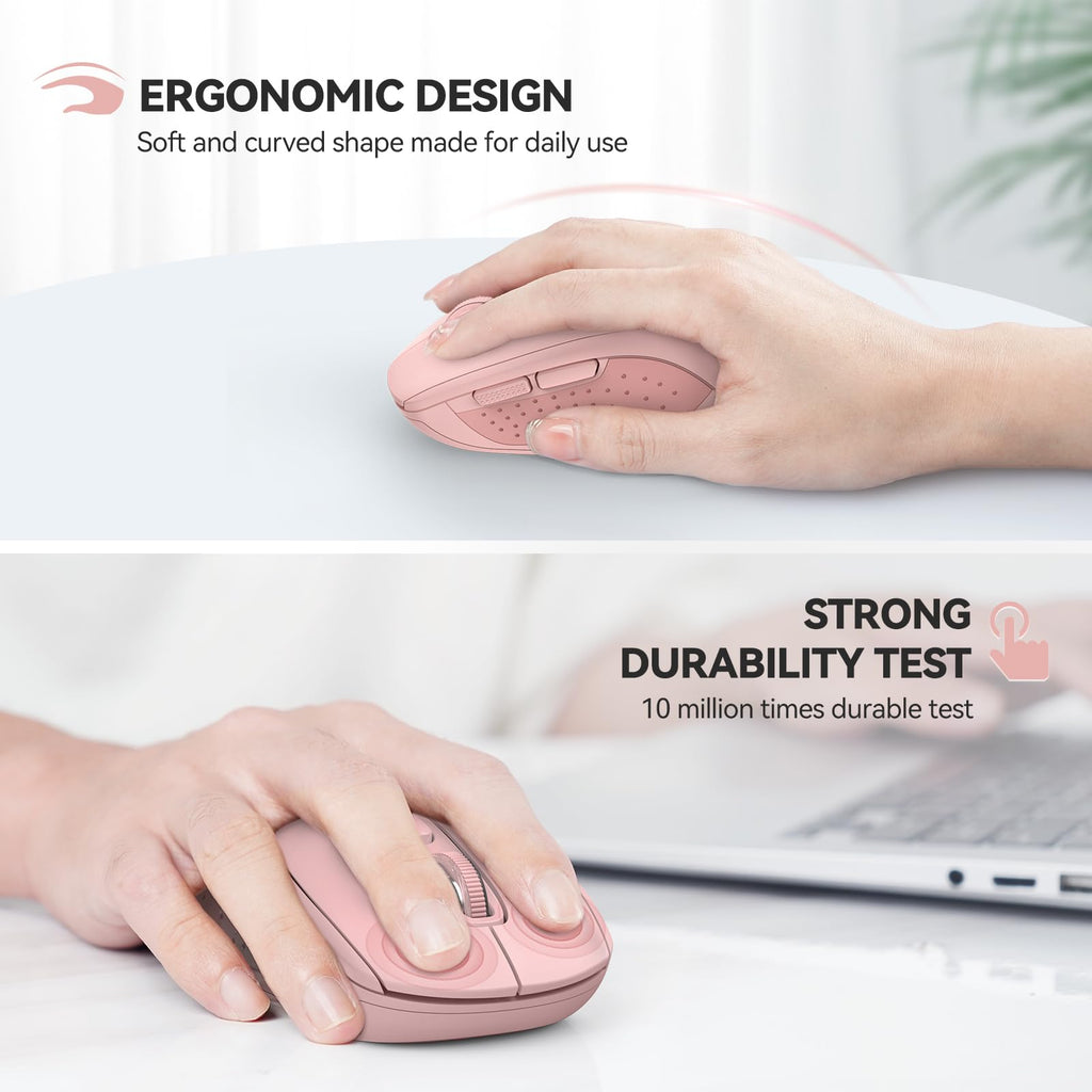 TECKNET Bluetooth Mouse, 4000DPI Wireless Mouse Computer Mice Bluetooth 5.0/3.0 and 2.4GHz Connectivity Mouse with 6 Adjustable DPI,18 Months Long Battery Life Cordless USB Mouse for Laptop PC