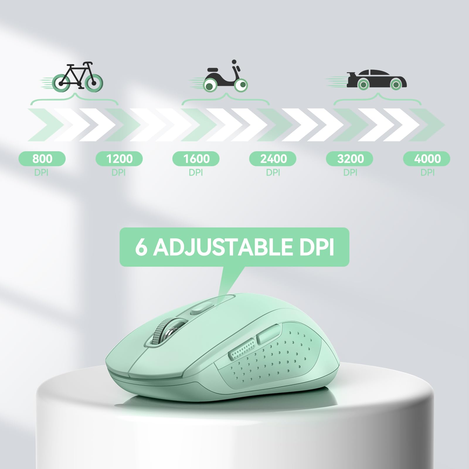 TECKNET Bluetooth Mouse, 4000DPI Wireless Mouse Computer Mice Bluetooth 5.0/3.0 and 2.4GHz Connectivity Mouse with 6 Adjustable DPI,18 Months Long Battery Life Cordless USB Mouse for Laptop PC