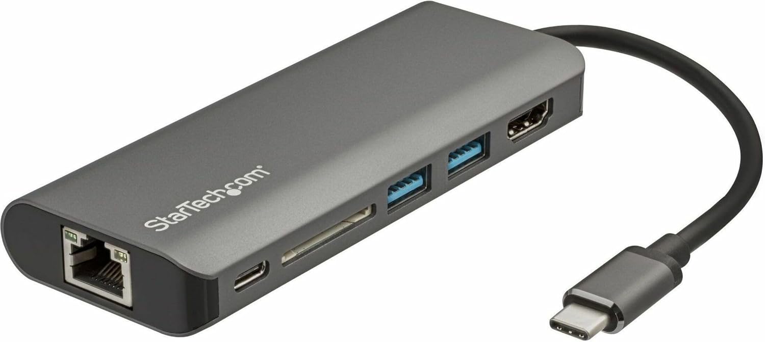 Multiport USB Hub Adapter Docking Station for Laptop with HDMI and Type-C Ports