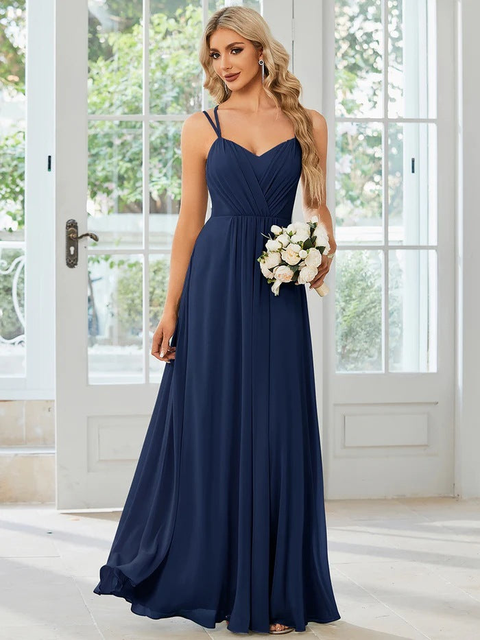 Sling Banquet Temperament Long Pleating Dress
