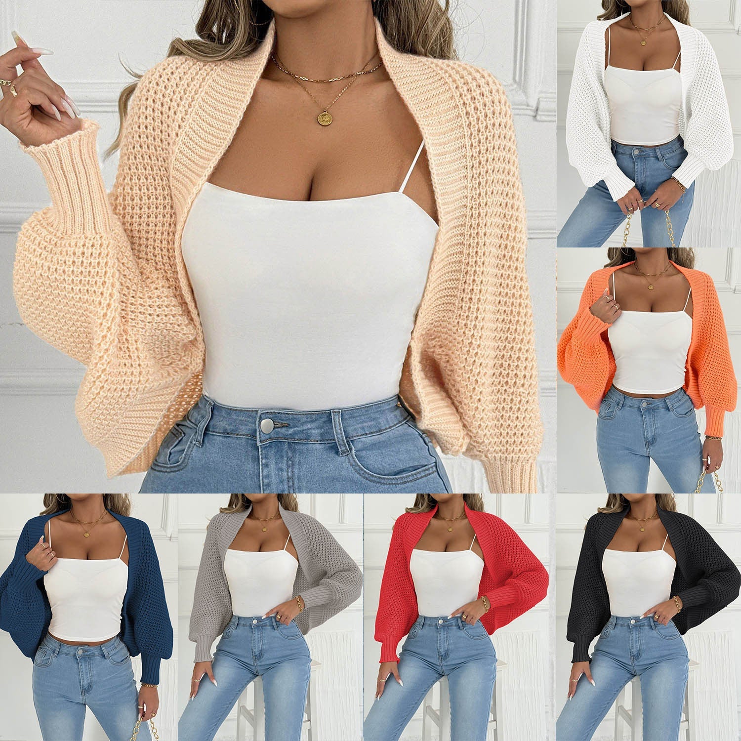 Women's Cardigan Short Coat Shawl Irregular Sweater