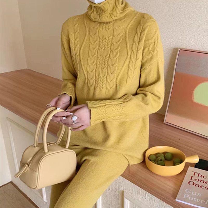 Sweater Wide Leg Trousers Look Slimming Two-piece Suit High