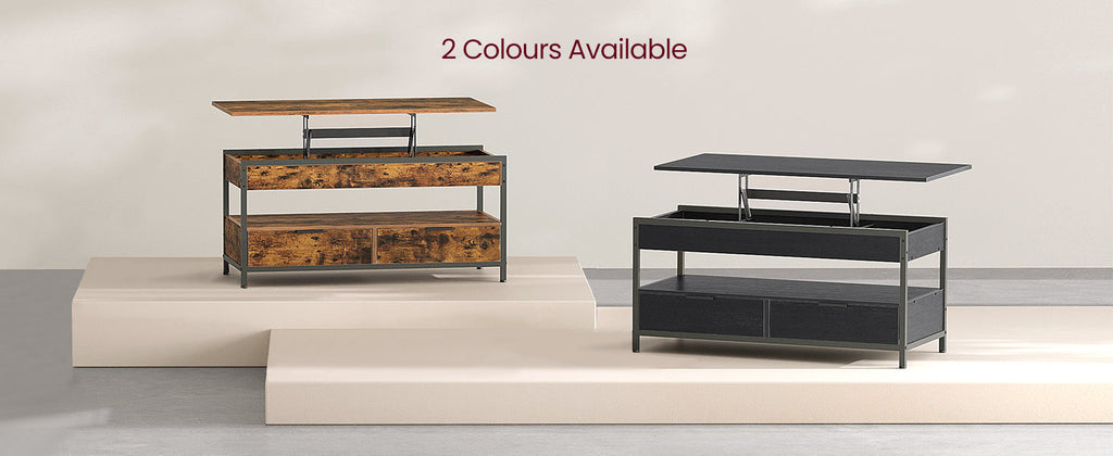 VASAGLE Lift Top Coffee Table, Living Room Table, with Storage Drawers, Hidden Compartments, and Open Shelf