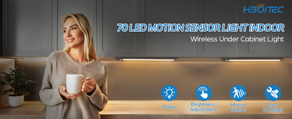 Wireless Motion Sensor Under Cabinet Closet Kitchen Counter LED Night Light 2 Pk