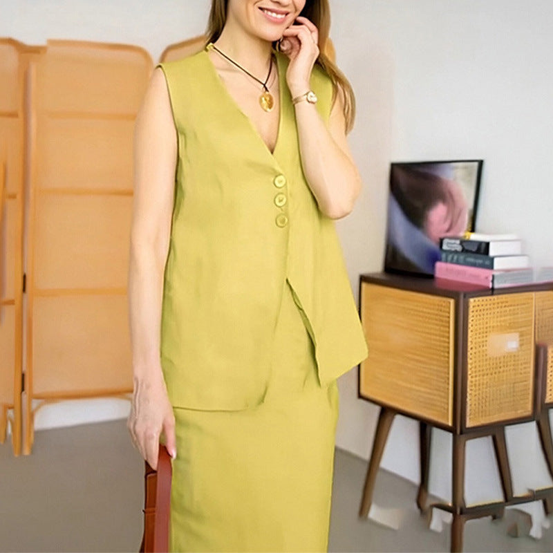 Casual Loose Top Long Skirt Two-piece Suit