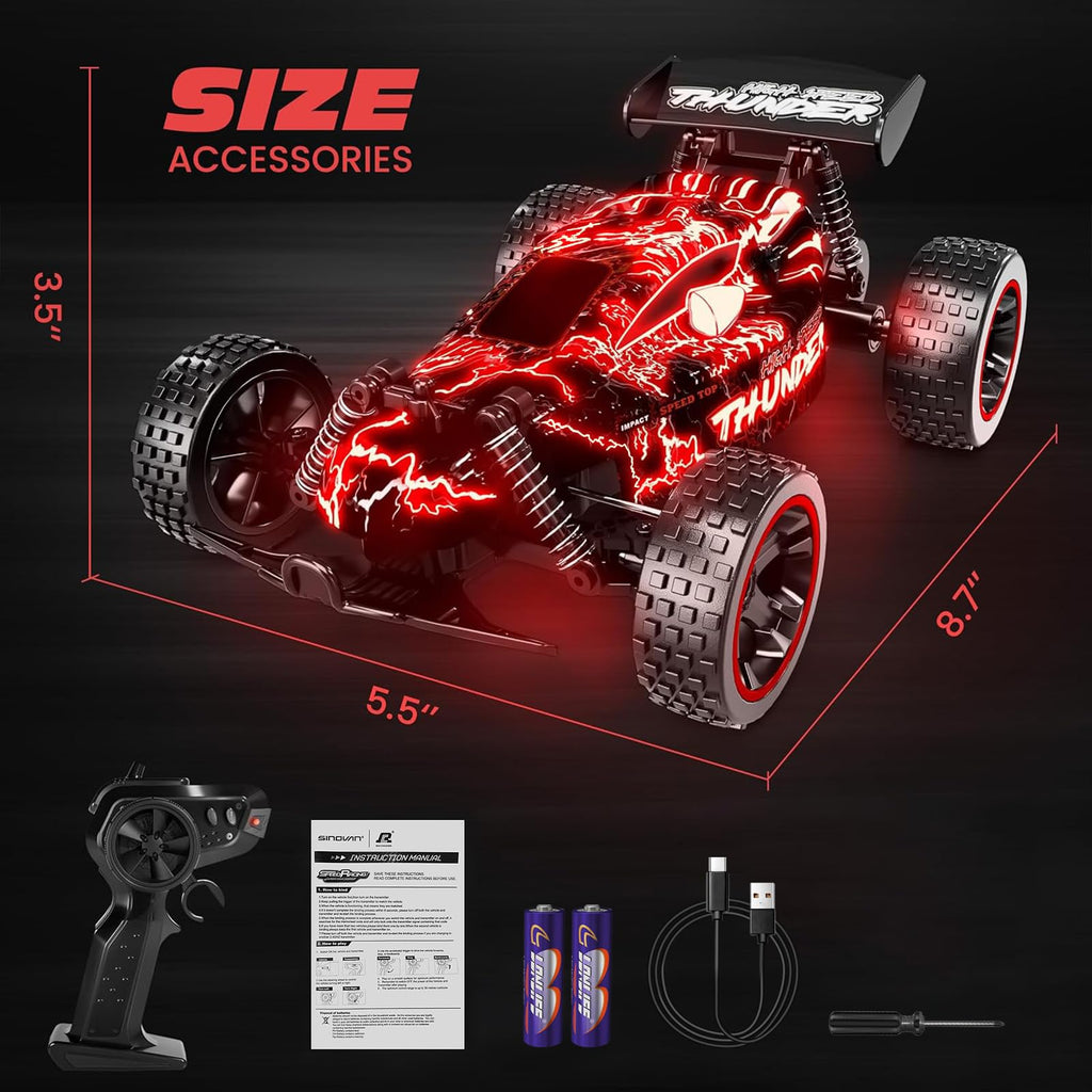 Tecnock RC Remote Control Car for Kids, 1:18 High Speed 20 KM/H 2WD RC Buggy, 2.4GHz Off Road Racing Car with Rechargeable Batteries, Gift for Boys and Girls