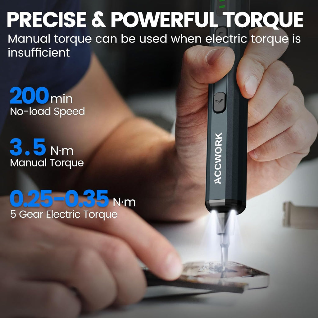 Mini Electric Screwdriver, 68 in 1 Precision Screwdriver Set with 64 Magnetic Bits, 5 Torque Settings, 4 LED Lights, Rechargeable Repair Tool Kit for Electronics, Phone, Camera, Laptop, Watch