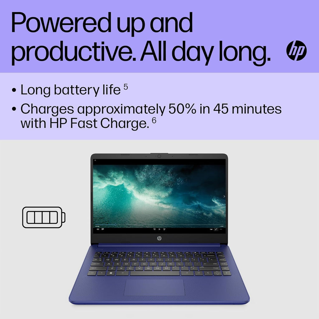 HP Stream 14" Laptop | Intel N4120 Processor | 4 GB RAM | 128 GB SSD | Intel UHD Graphics | HD Display | Dual Speakers | Microsoft 365 Personal 12 month included | Win 11 | Indigo Blue | 14s-dq0033sa