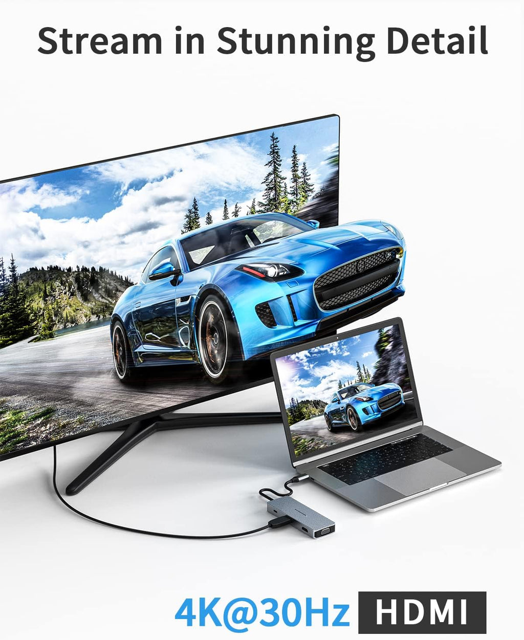 USB-C Docking Station 9-in-1 Hub Triple Display HDMI/VGA USB for Mac & Windows