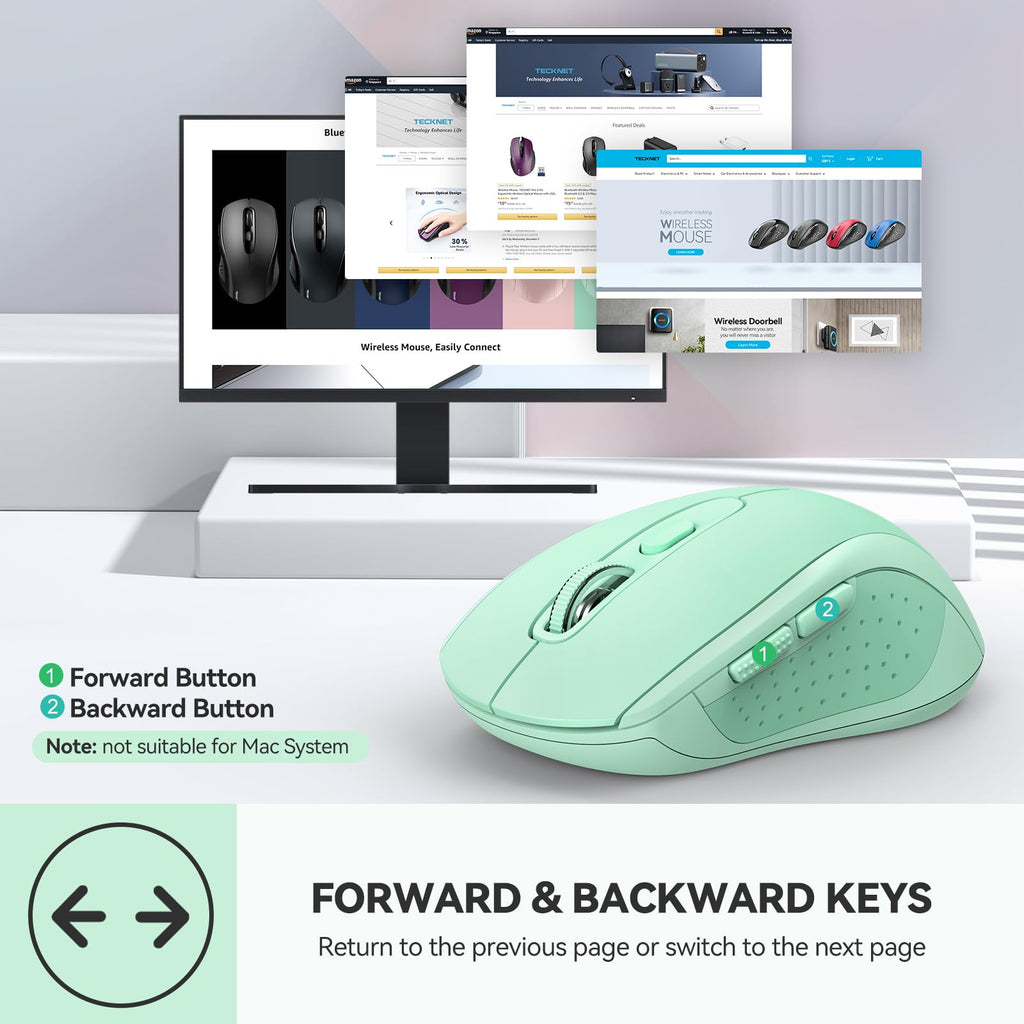 TECKNET Bluetooth Mouse, 4000DPI Wireless Mouse Computer Mice Bluetooth 5.0/3.0 and 2.4GHz Connectivity Mouse with 6 Adjustable DPI,18 Months Long Battery Life Cordless USB Mouse for Laptop PC