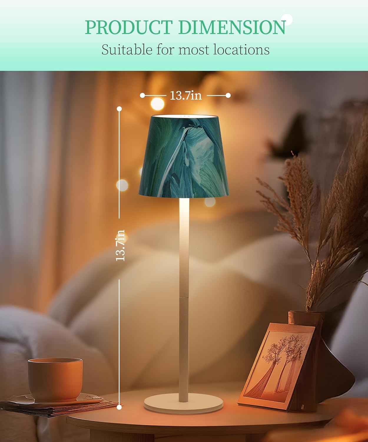 Cordless LED Table Lamp Rechargeable Light IP54 Touch Dimmable Various Colours