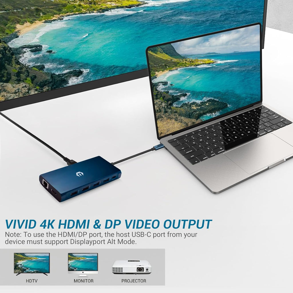 Ultimate USB-C Docking Station 12-in-1 Triple Display Hub with HDMI DP USB VGA