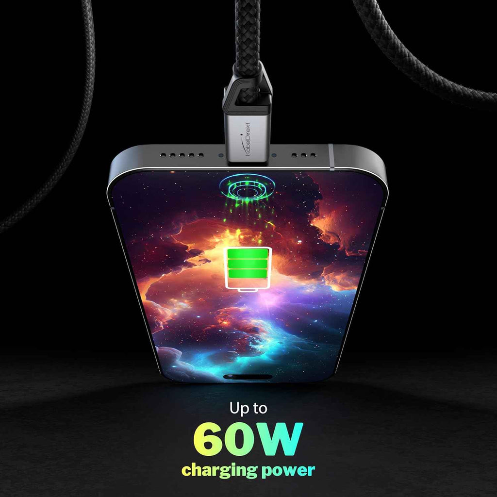 USB C Cable for Fast Charging - Break-Resistant Metal Plugs + Nylon Braiding 60W