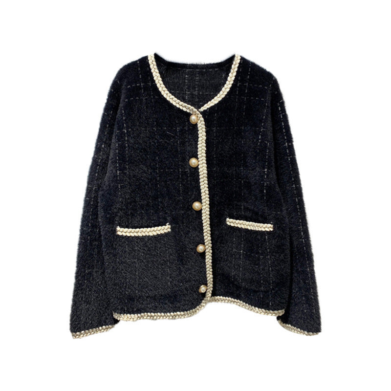 Classic Style Knitted Sweater Striped Loose All-match Women's Coat