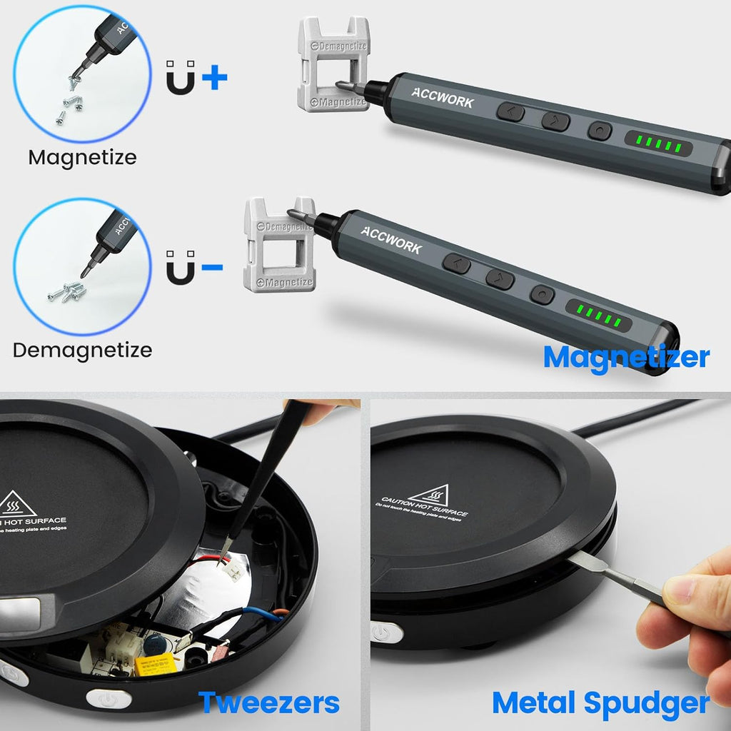 Mini Electric Screwdriver, 68 in 1 Precision Screwdriver Set with 64 Magnetic Bits, 5 Torque Settings, 4 LED Lights, Rechargeable Repair Tool Kit for Electronics, Phone, Camera, Laptop, Watch
