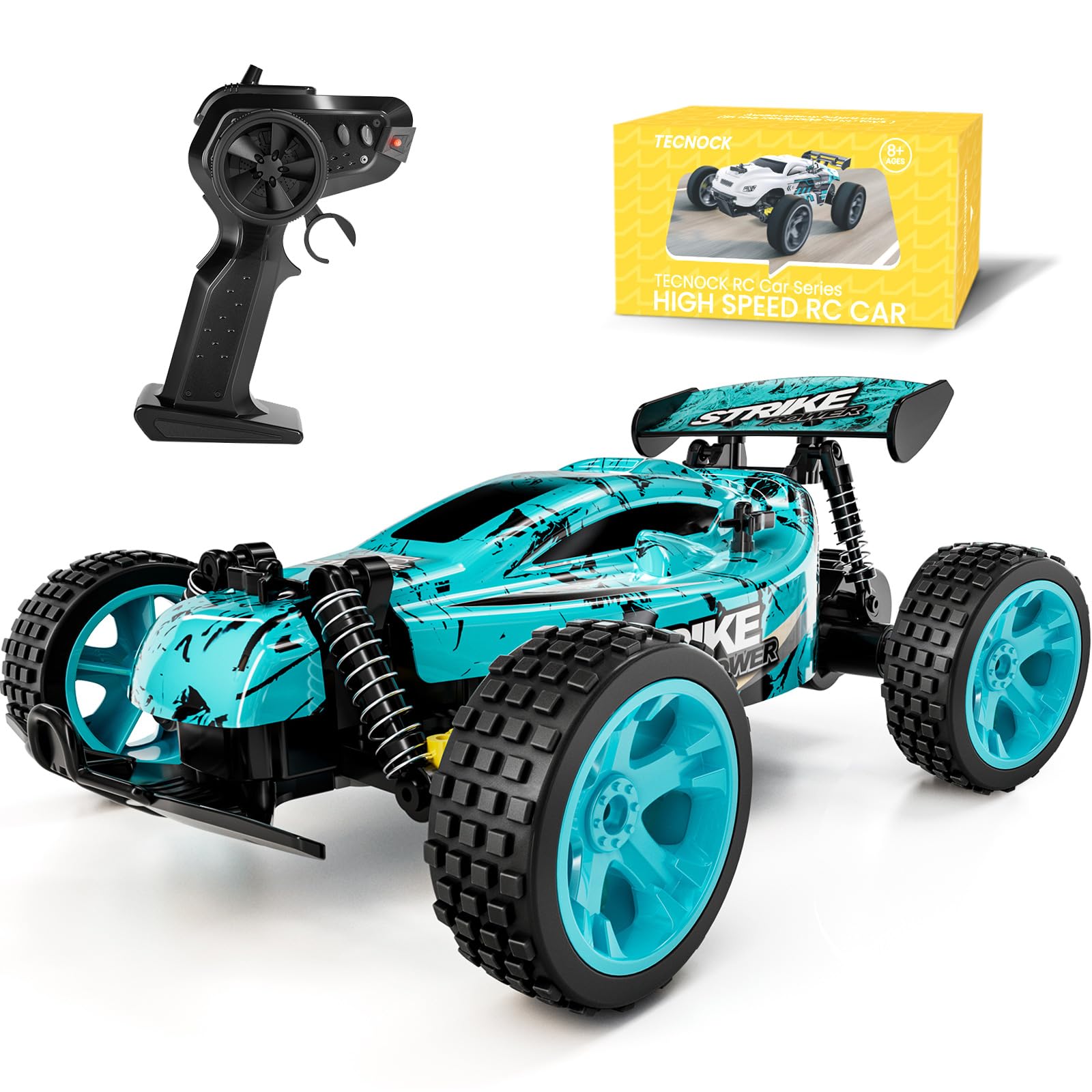 Tecnock RC Remote Control Car for Kids, 1:18 High Speed 20 KM/H 2WD RC Buggy, 2.4GHz Off Road Racing Car with Rechargeable Batteries, Gift for Boys and Girls