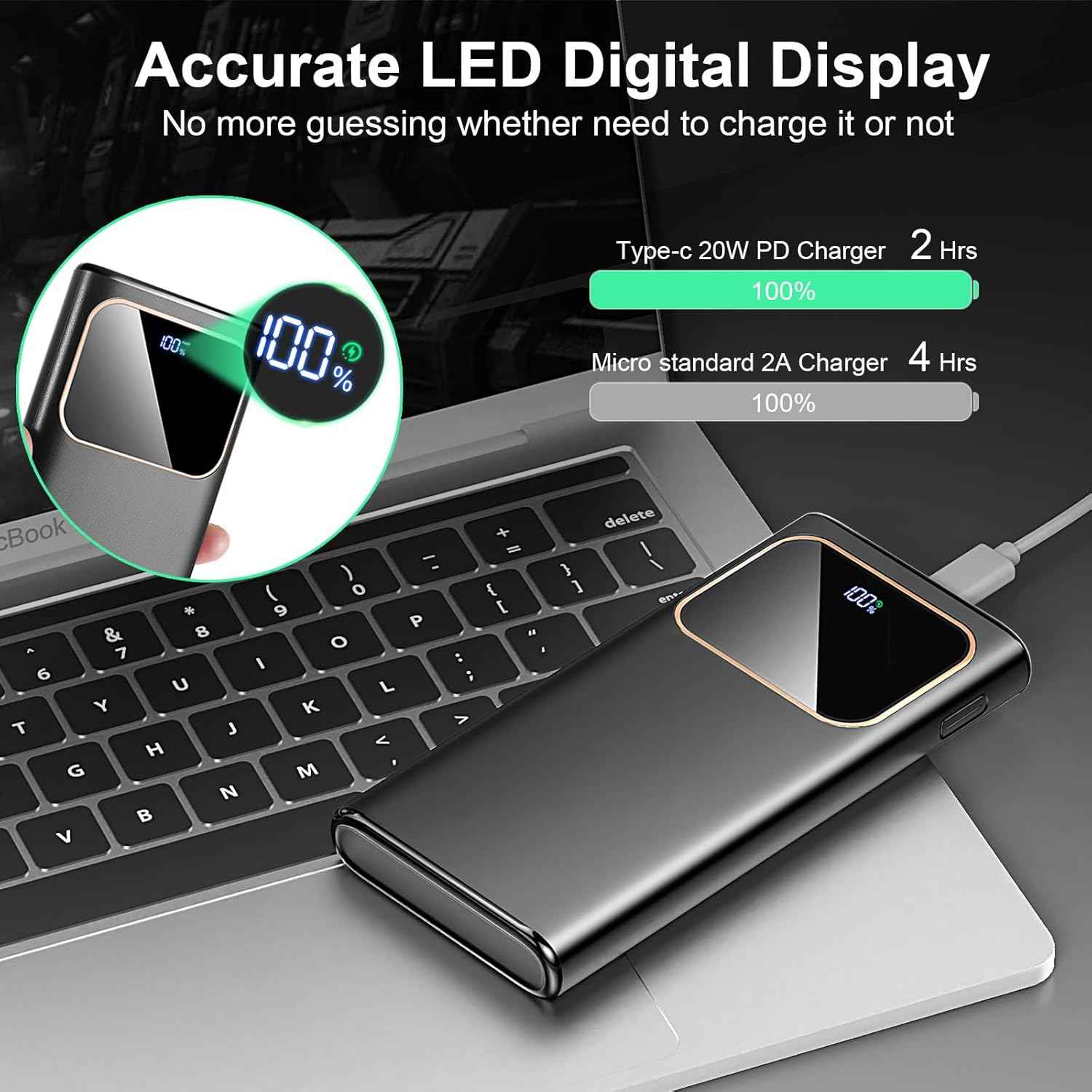 Power Bank Fast Charging 10000mAh 22.5W Portable USB-C PD3.0 QC4.0 LED Display