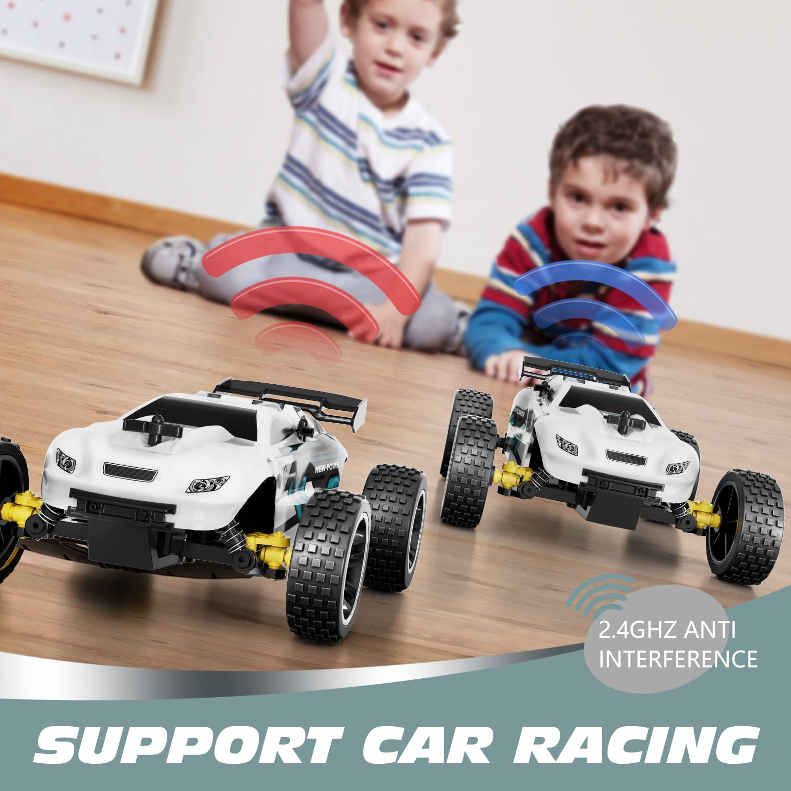 Tecnock RC Remote Control Car for Kids, 1:18 High Speed 20 KM/H 2WD RC Buggy, 2.4GHz Off Road Racing Car with Rechargeable Batteries, Gift for Boys and Girls