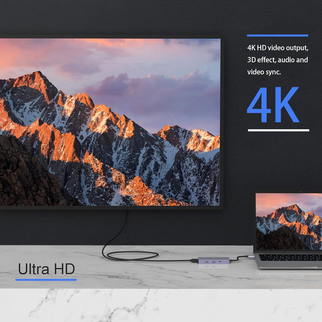 USB C Docking Station 7 IN 1 HDMI 4K USB 3.0 USB-A/C SD/TF Card Reader & More