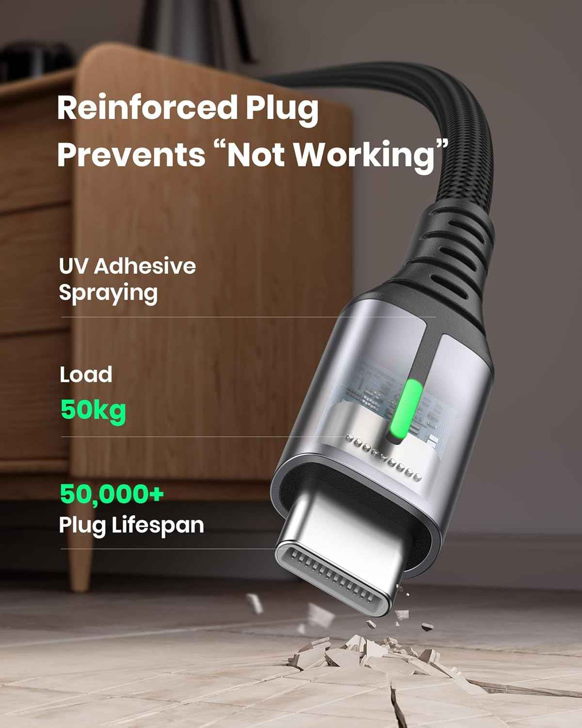 USB-C Fast Charging Cable 3.1A for Phones, Consoles, and More - 5 Pack