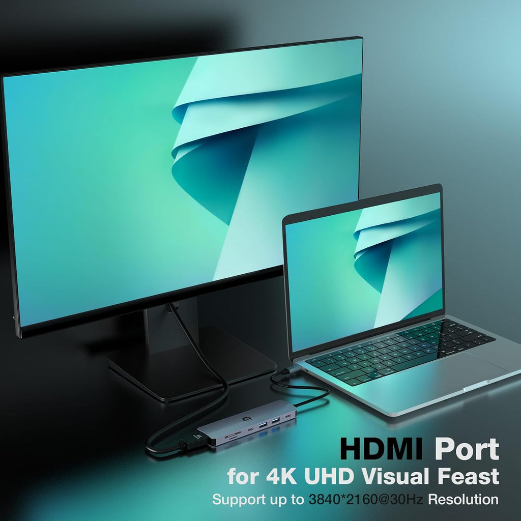USB C Docking Station 7 in 1 Adapter with HDMI USB C 2 USB 3.0 100W PD SD/TF