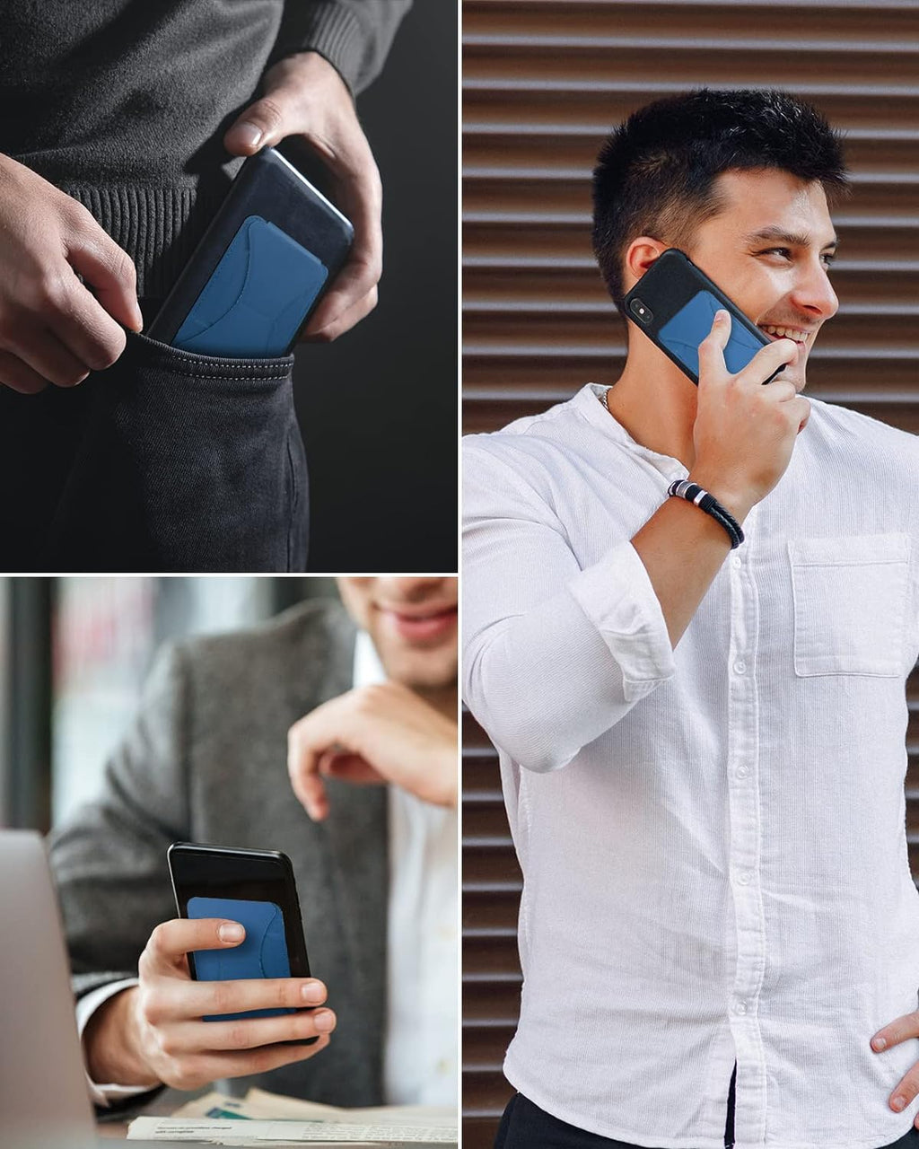 Folding iPhone Magnetic Wallet & Portable iPhone Stand 2 in 1 Card Holder - Blue