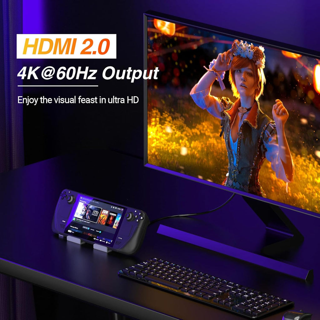 Steam Docking Station 6 in 1 USB C HDMI 2.0 4K@60Hz Ethernet USB A 3.0 and USB C