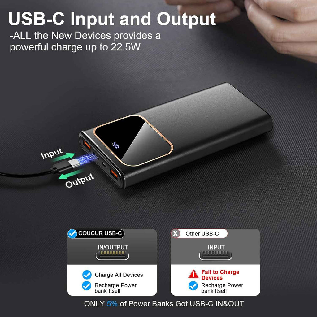 Power Bank Fast Charging 10000mAh 22.5W Portable USB-C PD3.0 QC4.0 LED Display