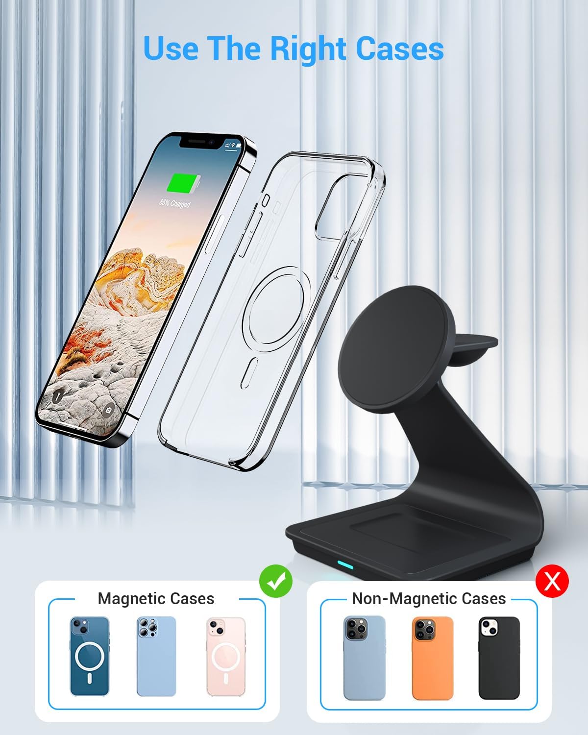 3 in 1 Wireless Charger For iPhone Apple Watch and AirPods Black Aluminium Alloy