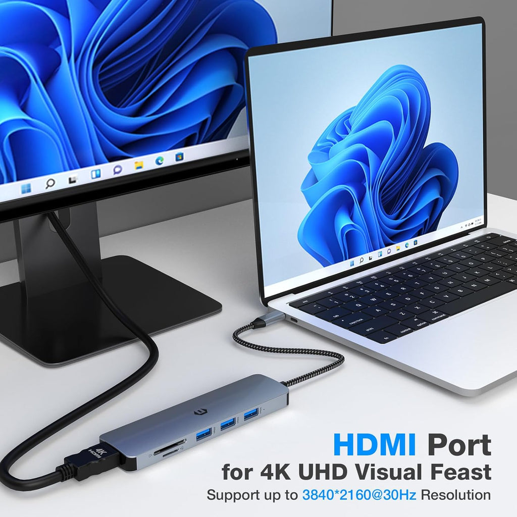 USB C Docking Station 6 in 1 for Mac Pro/Air Dell Surface HP SurffaceBook etc