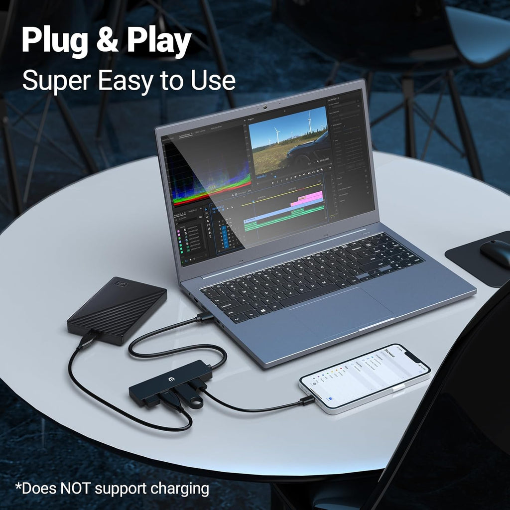 USB 3.0 Hub 4-Port USB Hub Multiplier Expander for Laptop HDD Console Car etc