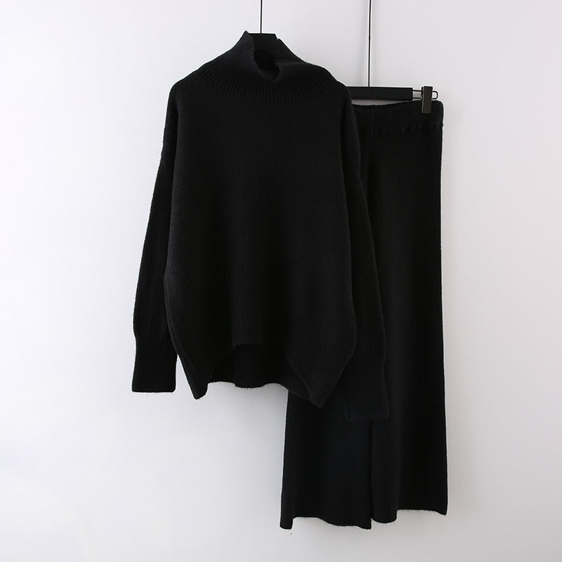 Women's Clothing Casual Sweater Wide Leg Pants Two-piece Set