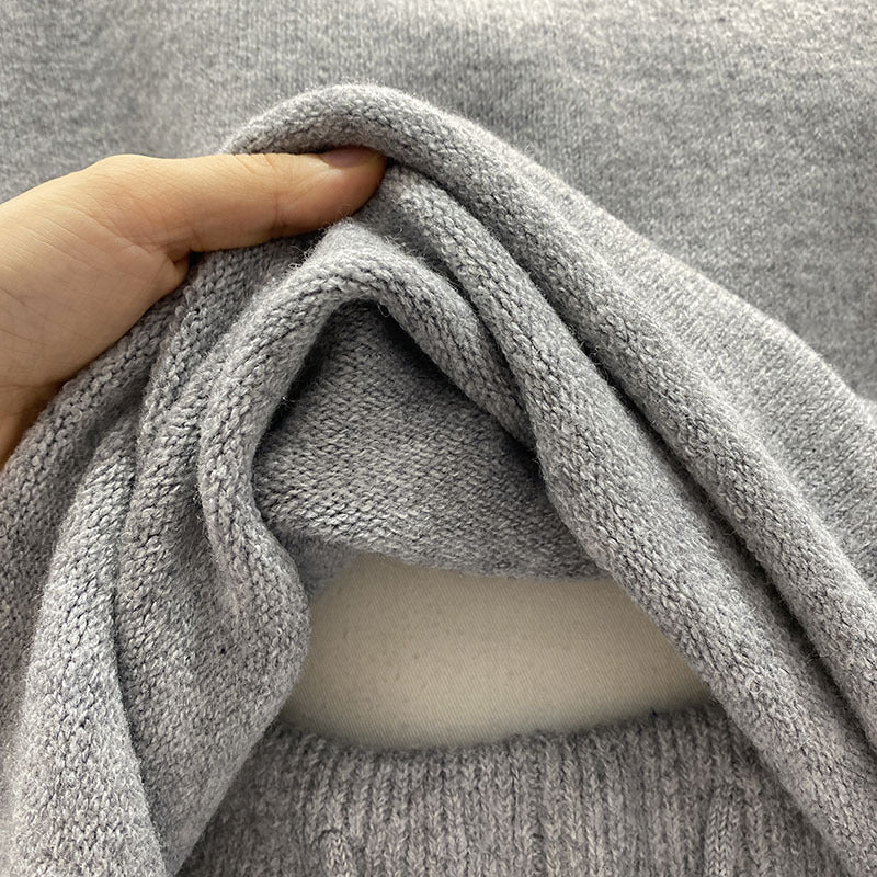 Loose-fitting Long Sleeve Sweater Knitted Wide Leg Shorts Two-piece Set