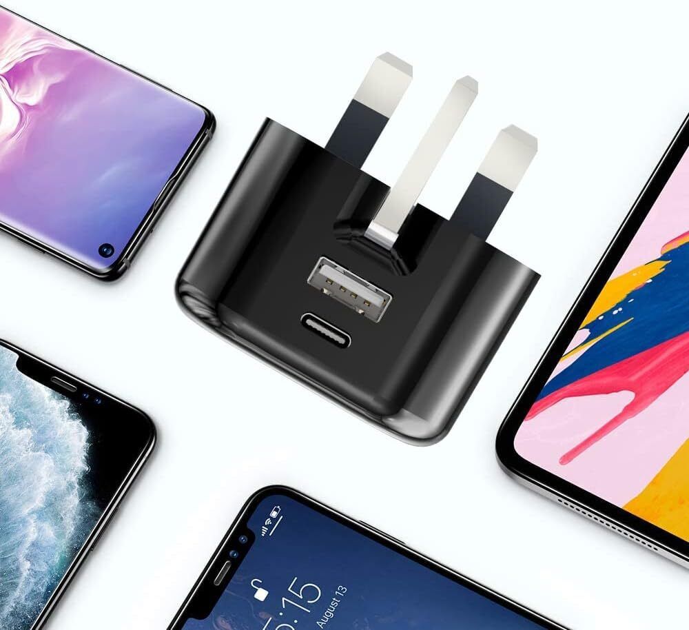 Fast PD Charger Dual USB Charging Adapter For iPhone Samsung Universal UK PLUG