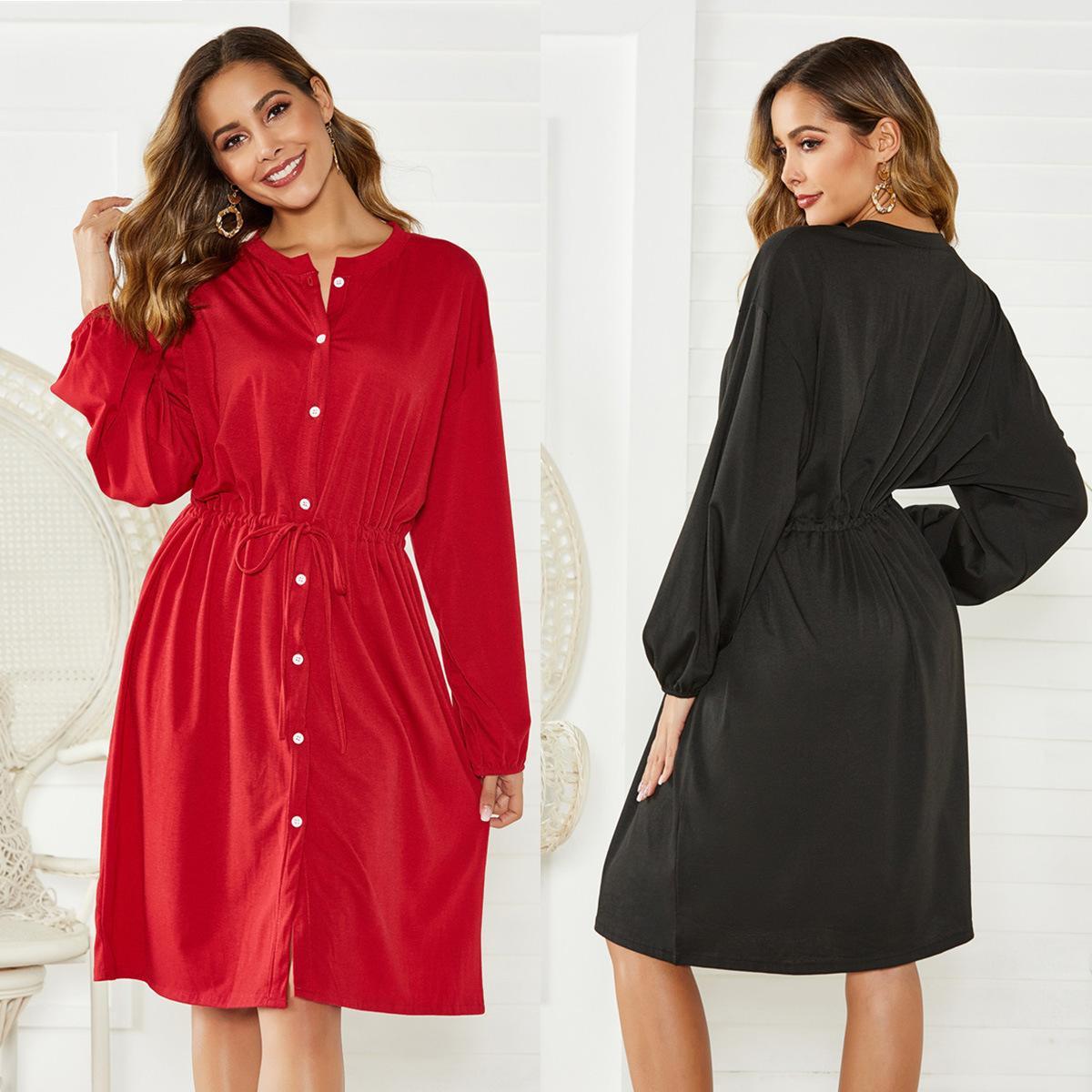 Elastic Cuffs Loose Elastic Belt Cinched Short Dress