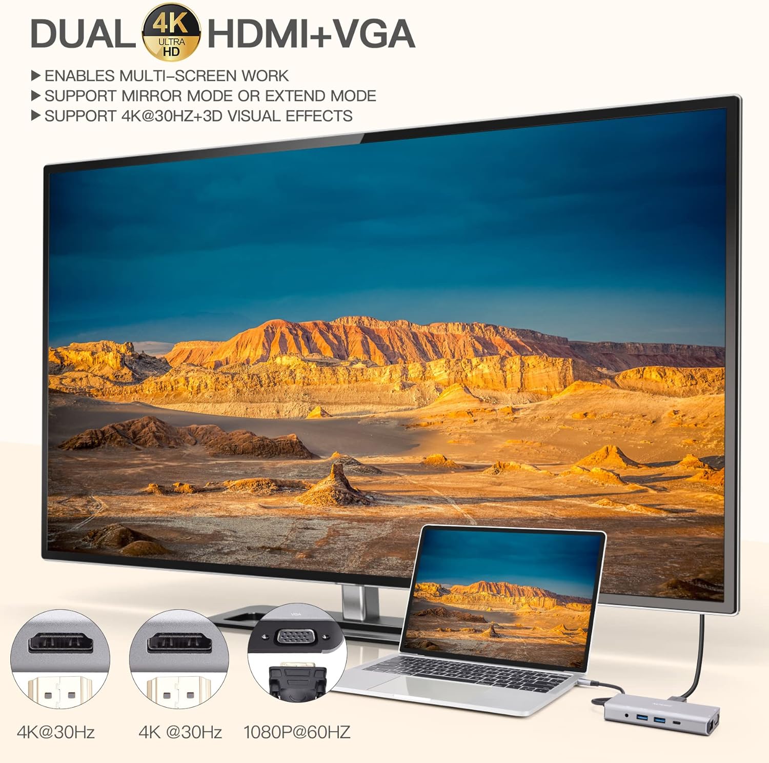 USB C Docking Station 2 HDMI 11 in 1 Triple Display USB C Hub 2 HDMI Plus VGA