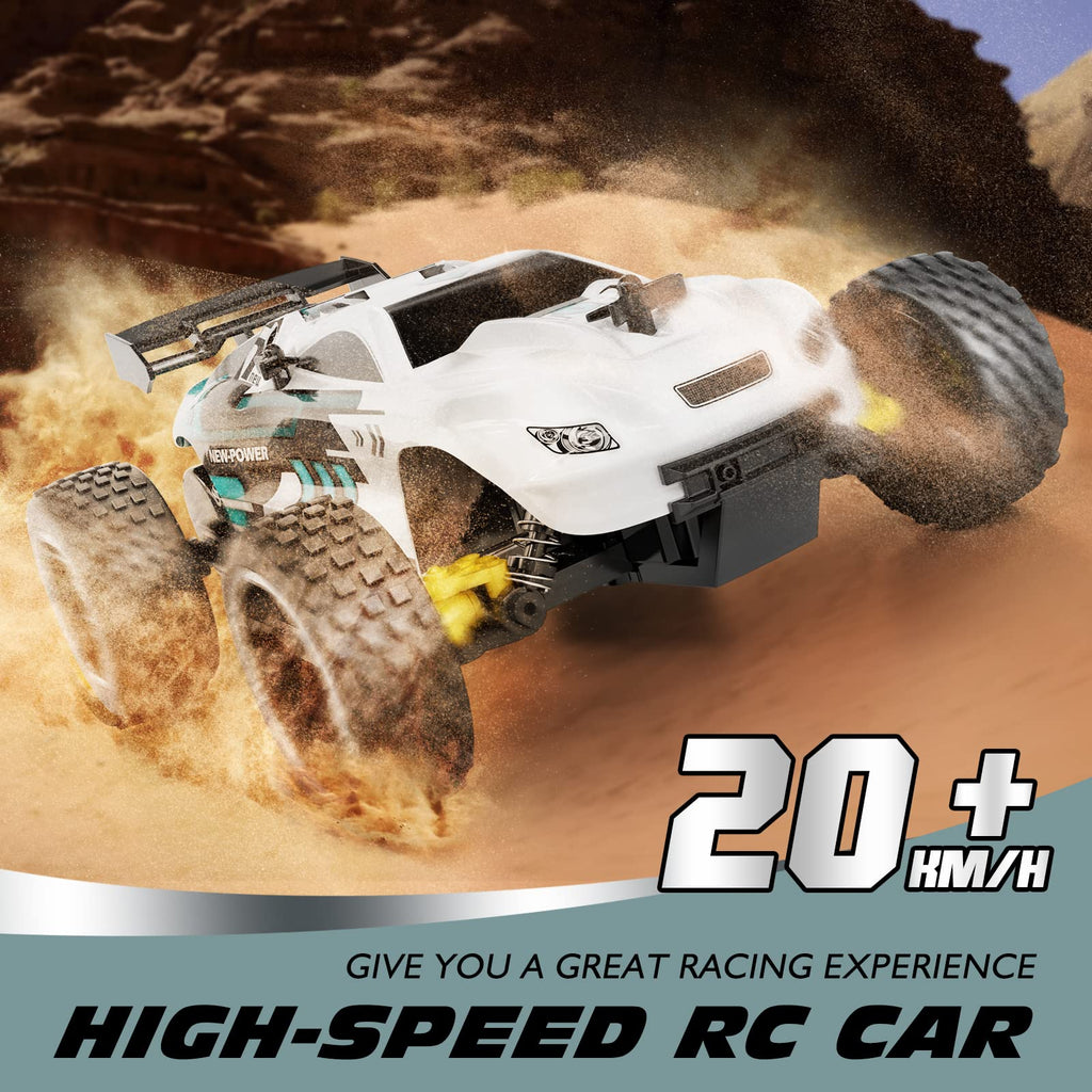 Tecnock RC Remote Control Car for Kids, 1:18 High Speed 20 KM/H 2WD RC Buggy, 2.4GHz Off Road Racing Car with Rechargeable Batteries, Gift for Boys and Girls