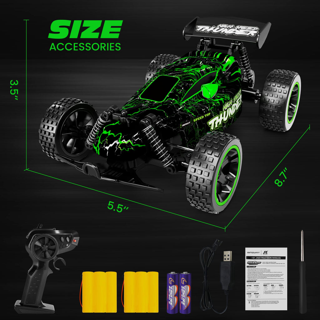 Tecnock RC Remote Control Car for Kids, 1:18 High Speed 20 KM/H 2WD RC Buggy, 2.4GHz Off Road Racing Car with Rechargeable Batteries, Gift for Boys and Girls