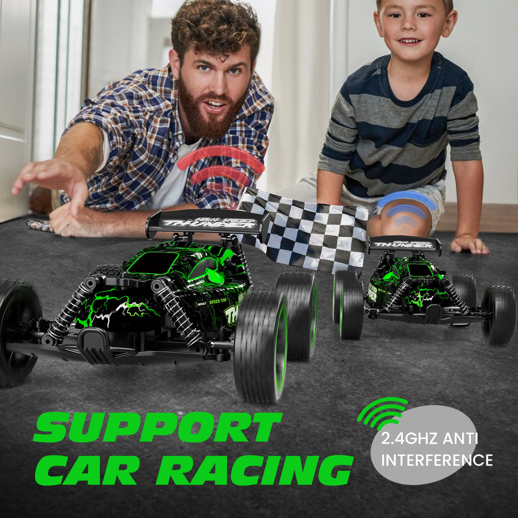 Tecnock RC Remote Control Car for Kids, 1:18 High Speed 20 KM/H 2WD RC Buggy, 2.4GHz Off Road Racing Car with Rechargeable Batteries, Gift for Boys and Girls