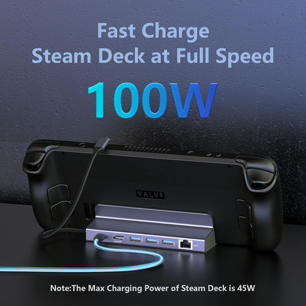 Steam Deck Charging Dock 6-in-1 Docking Station with 4K HDMI TV Monitor Adapter